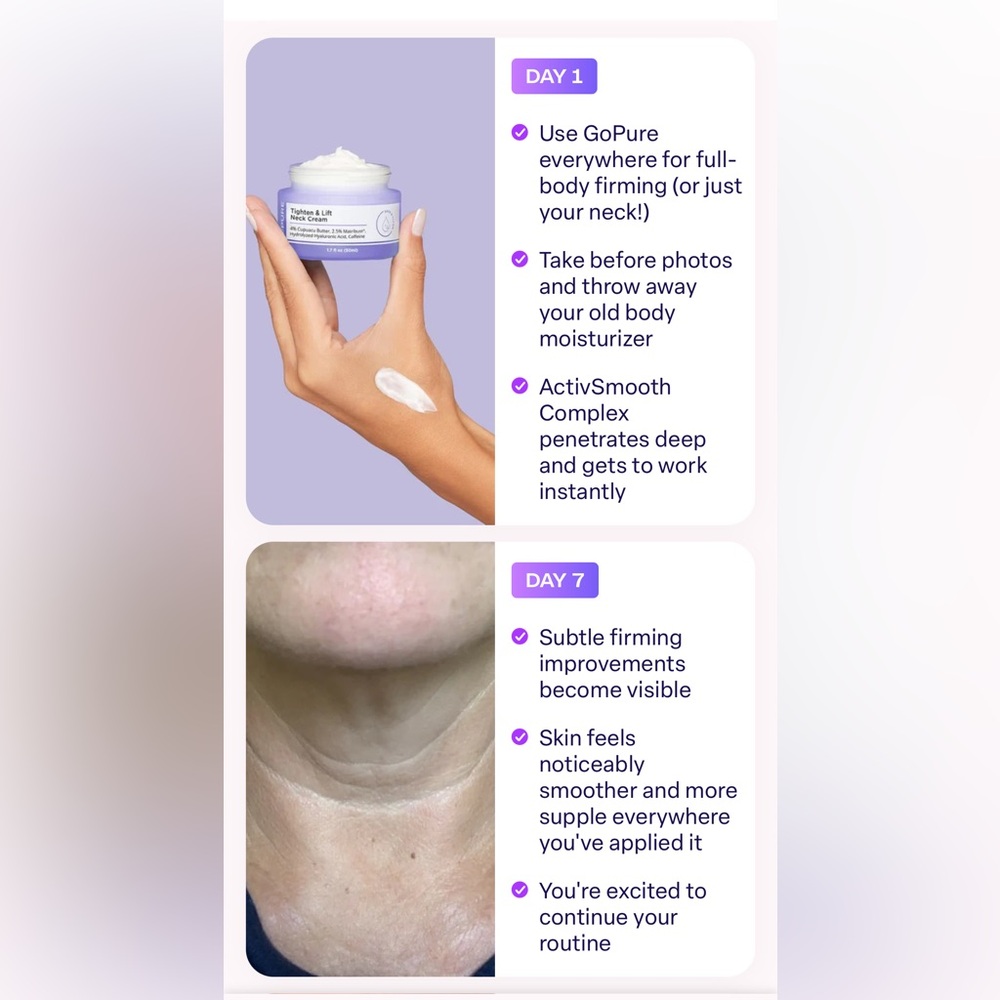 NIB goPure Tighten & Lift Neck Cream 1.7 fl oz (50ml) - Picture 7 of 12